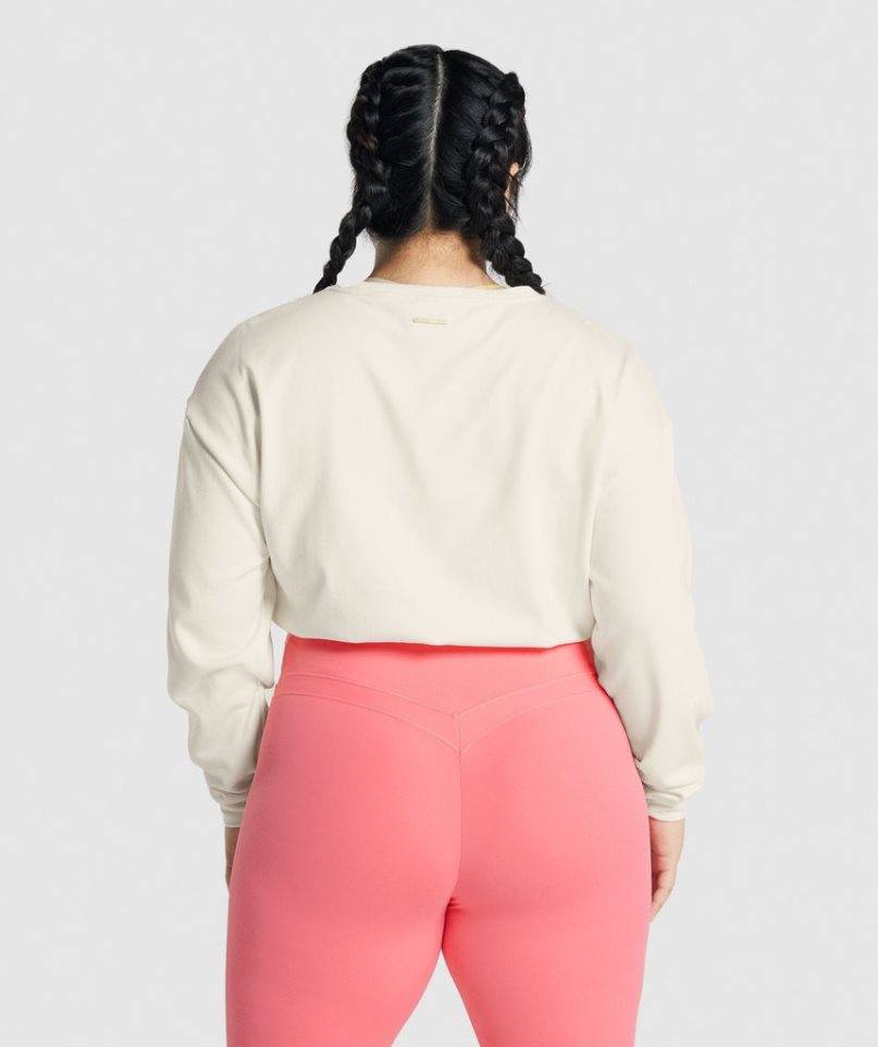 Bluzy Gymshark Whitney Cropped Damskie Kremowe | PL 169OVB